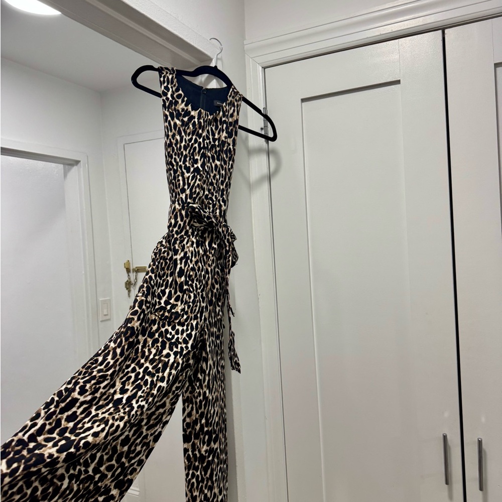 Banana Republic Black and Tan Animal Print Jumpsuit